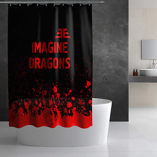 Шторка для ванной Imagine Dragons - red gradient посередине / 3D-принт – фото 2