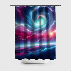 Шторка для душа Spiral neon galaxy - ai art fantasy, цвет: 3D-принт