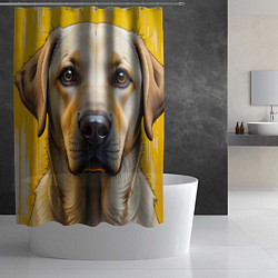 Шторка для душа Лабрадор и желтая краска, цвет: 3D-принт — фото 2