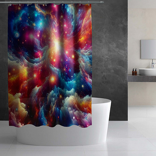 Шторка для ванной Colorfull neon space clouds - ai art fantasy / 3D-принт – фото 2