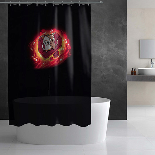 Шторка для ванной Котики на раскаленном сердце / 3D-принт – фото 2