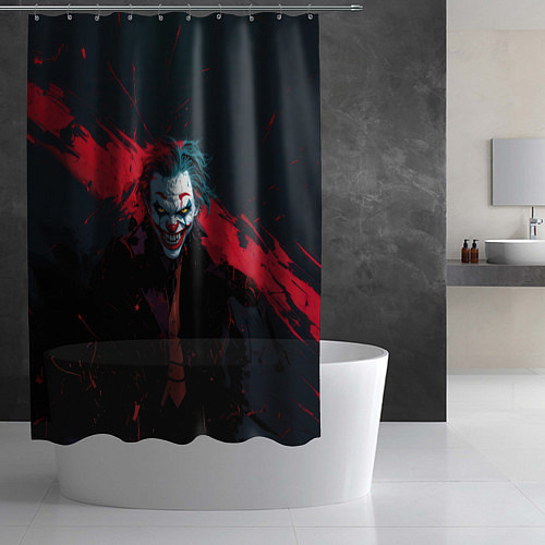 Шторка для ванной Джокер и красная полоса краски / 3D-принт – фото 2