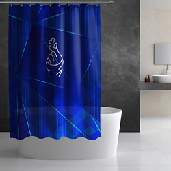 Шторка для душа K Pop blue poly, цвет: 3D-принт — фото 2