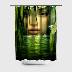 Шторка для душа Девушка tropic, цвет: 3D-принт