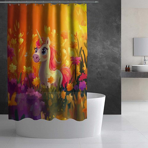 Шторка для ванной Милая енинорожка / 3D-принт – фото 2