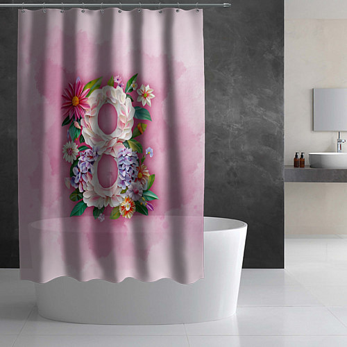 Шторка для ванной Восемь в цветах - 8 марта / 3D-принт – фото 2