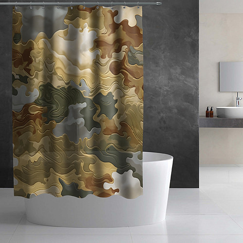 Шторка для ванной Золотистый камуфляж / 3D-принт – фото 2