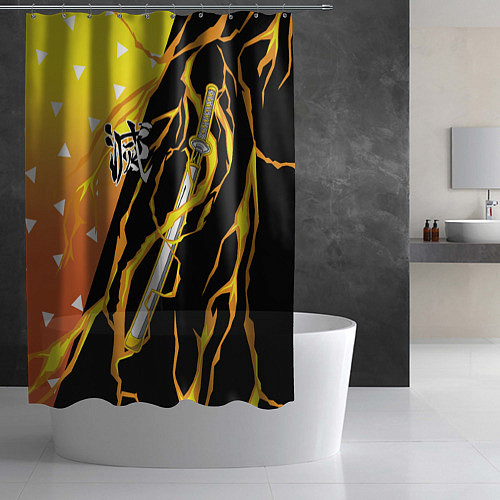 Шторка для ванной Zenitsu Agatsuma - Kisatsutai / 3D-принт – фото 2