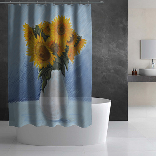 Шторка для ванной Подсолнухи в вазе / 3D-принт – фото 2