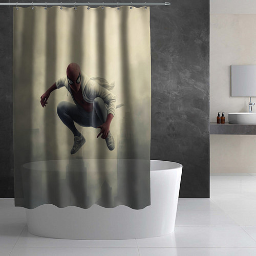 Шторка для ванной Человек паук в прыжке / 3D-принт – фото 2
