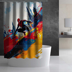 Шторка для душа Человек - паук и пролитая краска, цвет: 3D-принт — фото 2
