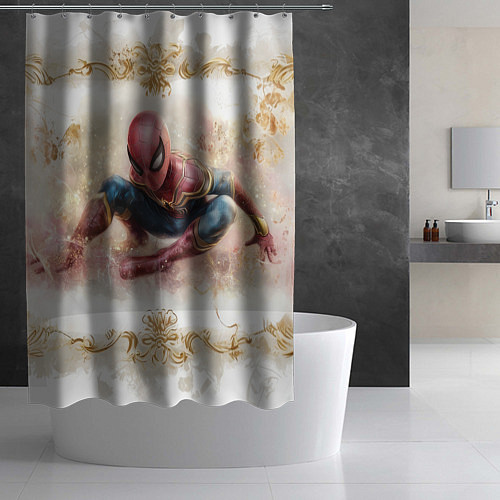 Шторка для ванной Человек - паук розы и узоры / 3D-принт – фото 2