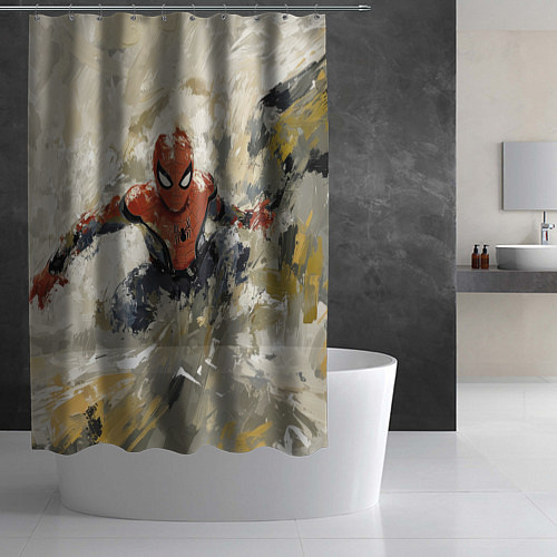 Шторка для ванной Человек - паук маслом / 3D-принт – фото 2