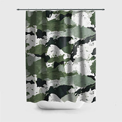 Шторка для душа Зеленый фактурный камуфляж, цвет: 3D-принт