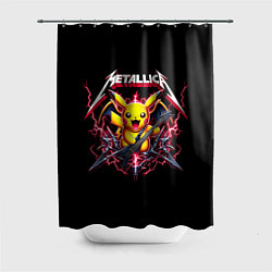 Шторка для душа Metallica - cool Pikachu, цвет: 3D-принт