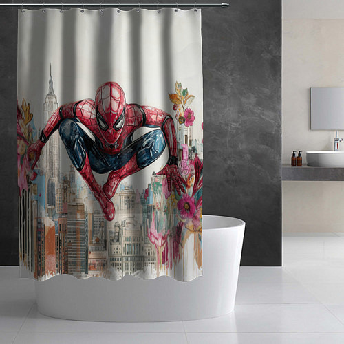 Шторка для ванной Человек паук паркур / 3D-принт – фото 2