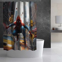 Шторка для душа Человек-паук пробирается сквозь такси, цвет: 3D-принт — фото 2