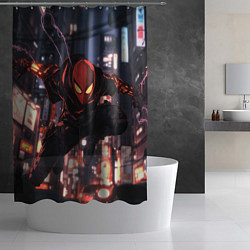 Шторка для душа Человек паук в черном, цвет: 3D-принт — фото 2