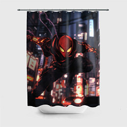 Шторка для душа Человек паук в черном, цвет: 3D-принт