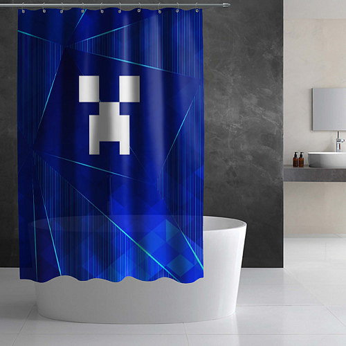Шторка для ванной Minecraft blue poly / 3D-принт – фото 2