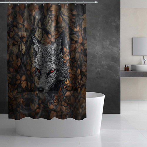 Шторка для ванной Хищный серый лис / 3D-принт – фото 2