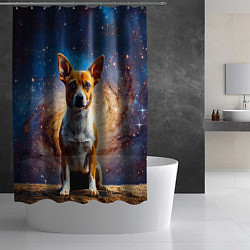 Шторка для душа Басенджи в космосе, цвет: 3D-принт — фото 2
