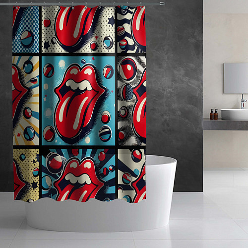 Шторка для ванной Rolling Stones logo - pop art / 3D-принт – фото 2