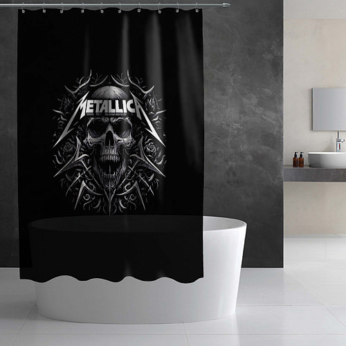 Шторка для ванной Metallica - a skull with roses and thorns / 3D-принт – фото 2