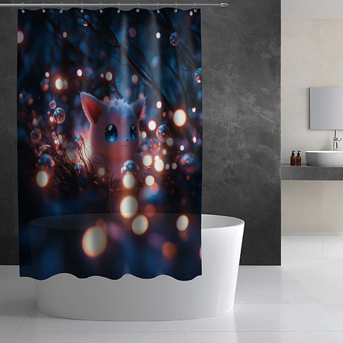 Шторка для ванной Белый пушистый покемон / 3D-принт – фото 2