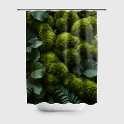 Шторка для душа Зеленый мох и листья, цвет: 3D-принт
