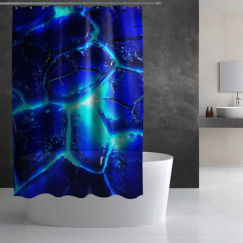 Шторка для ванной Синие плиты лед / 3D-принт – фото 2