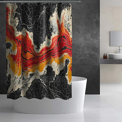 Шторка для душа Красно-черная потертая текстура, цвет: 3D-принт — фото 2