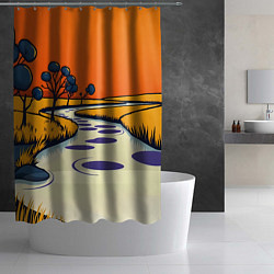 Шторка для душа Арт с фантастическим пейзажем, цвет: 3D-принт — фото 2