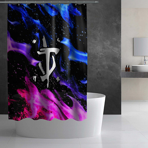 Шторка для ванной Doom flame neon / 3D-принт – фото 2