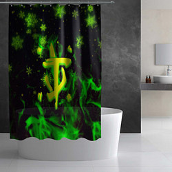 Шторка для душа Doom кислотный снег в огне лого, цвет: 3D-принт — фото 2