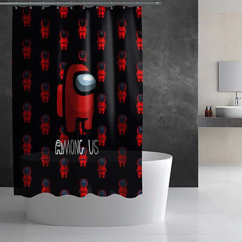 Шторка для ванной Игра в кальмара x амонг ас / 3D-принт – фото 2