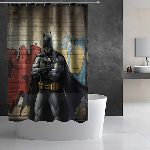 Шторка для ванной Бэтмен на фоне стены / 3D-принт – фото 2