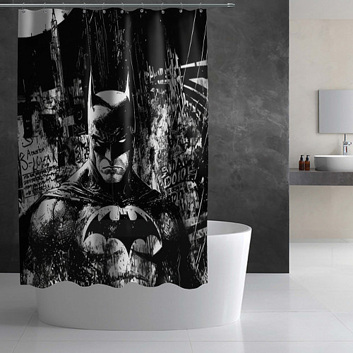 Шторка для ванной Бэтмен черно-белый стиль / 3D-принт – фото 2