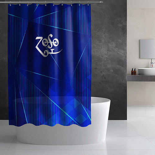 Шторка для ванной Led Zeppelin blue poly / 3D-принт – фото 2