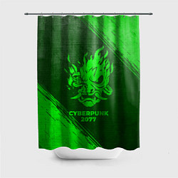 Шторка для душа Cyberpunk 2077 - green gradient, цвет: 3D-принт