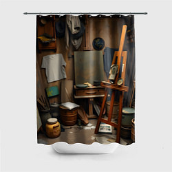 Шторка для душа Мастерская художника, цвет: 3D-принт