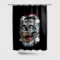 Шторка для ванной Skull and rainbow - im fine