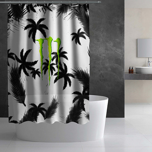 Шторка для ванной Monster energy пальмы / 3D-принт – фото 2