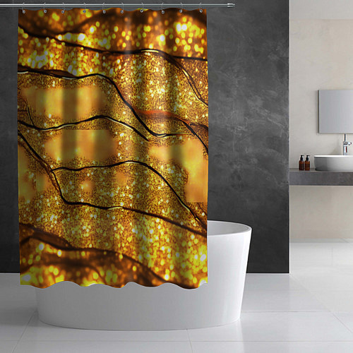 Шторка для ванной Золотая текстура с блестками / 3D-принт – фото 2