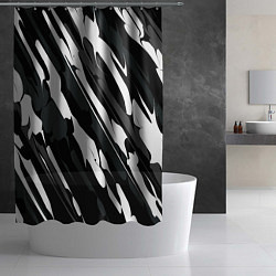Шторка для душа Разводы белым на черном, цвет: 3D-принт — фото 2