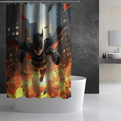 Шторка для душа Бэтмен в полете над огнем, цвет: 3D-принт — фото 2