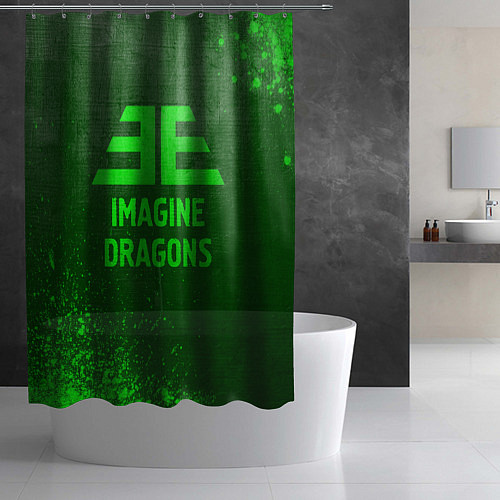 Шторка для ванной Imagine Dragons - green gradient / 3D-принт – фото 2