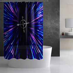 Шторка для душа Megadeth neon energy, цвет: 3D-принт — фото 2