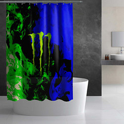Шторка для душа Monster energy кислотный огонь, цвет: 3D-принт — фото 2