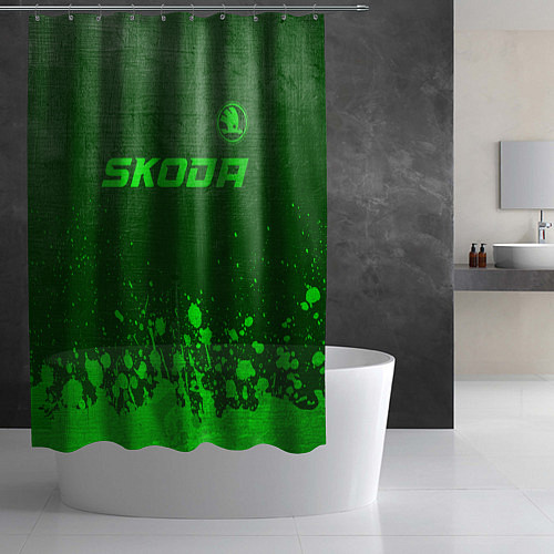 Шторка для ванной Skoda - green gradient посередине / 3D-принт – фото 2